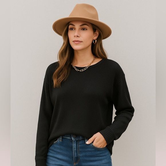 Velvet by Graham & Spencer Black Ribbed Top Size - Picture 1 of 7